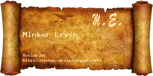 Minker Ervin névjegykártya